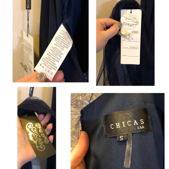 Navy Blue & Silver Gown - Picture 4 of 4